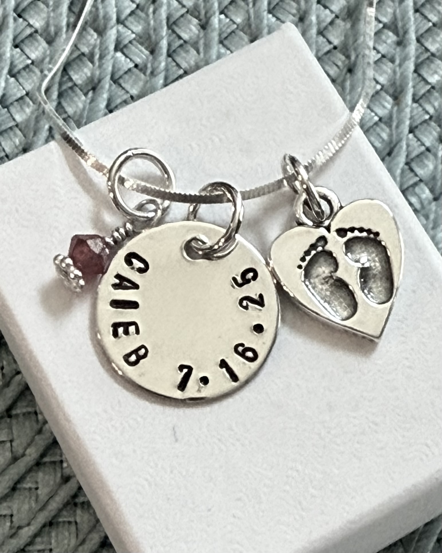Baby name and birth date necklace